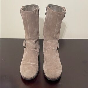 Vince Camuto Taupe Suede Combat Boots